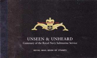 Englanti - Postimerkkivihko: Unseen &amp; Unheard;  Centenary of the Royal Navy Submarine Service, 2001. DX27.  Kuninkaallisen laivaston sukellusveneitä 100 vuotta.