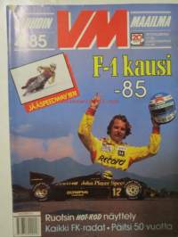 Vauhdin maailma 1985 nr 4 -mm. Jääspeedwayn MM, Ralli-SM jyväshovi, Formula 1 pakkaus Mitä on odotettavissa, Portugalin ralli mm, Porsche 911 SC RS, Matalampi