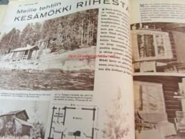 Kotiliesi 1960 nr 5, ( maaliskuu I) kesämökki riihestä, vanha esine elävöitttää nykykotia, vaurasta Seinäjokea