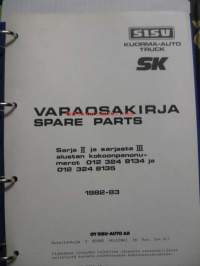 Sisu varaosakirja Spare parts Sarja II ja III alustan kokoonpanonumeot 012 324 8134 ja 012 32 48135