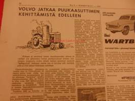 Koneviesti  1961 / 9 sis mm.Paketti ja farmariautot taulukko,kuvin.Puukkojen koetusselostus,14 kpl.Koneviestin öljysuosittelu.Pientraktorit(puutarhatraktorit)ym..