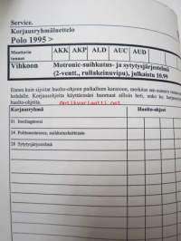 Korjausohjeiden Volkswagen Polo 1995&gt;, Mtronic-suihkutus- ja sytytysjärjestelmä (2-ventt.,rullakeinuvipu), moottorin tunnus, AKK, AKP,ALD,AUC,AUD.