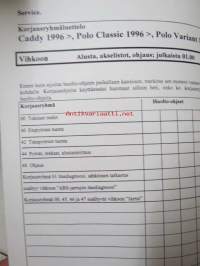 Korjausohjeiden Volkswagen Caddy 1996&gt; Polo Classic 1996&gt;, Polo Variant 1998&gt;, Jarrut.