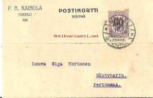 P.H.Kaihola, Mikkeli  firmakortti  1.10.1921      firmakuori