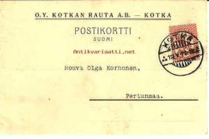 Kotkan Rauta Oy  firmakortti  12.5.1928      firmakuori