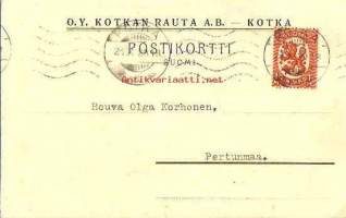 Kotkan Rauta Oy  firmakortti  21.10.1929      firmakuori