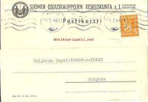 Suomen Osuuskauppojen Keskuskunta rl, Tampere -  firmakortti  26.7.1946      firmakuori