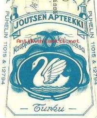 Joutsen Apteekki , resepti  signatuuri  1964    7x19 cm
