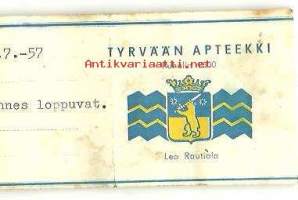 Tyrvään  Apteekki Leo Rautiala,  resepti  signatuuri   1971