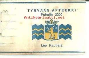 Tyrvään  Apteekki Leo Rautiala,  resepti  signatuuri   1973
