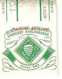 Humaliston Apteekki , resepti  signatuuri   1960