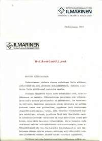 Ilmarinen, Eläkevakuutusyhtiö  - firmalomake 1969, 2 kpl