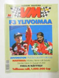 Vauhdin maailma 1990 nr 6 -mm. Ahveniston PM/SM Rata, Tallinnan Ralli, F1 Englanti, Ralli-MM Korsika, American Car show, Zender vision 3, F3000 kisavene,
