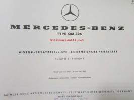Mercedes -Benz Type OM 326, (30034), Motor-Ersatzteilliste ausgabe E, Stand von juli 1962 Änderungen vorbehalten.  -  Engine Spare parts list edition E, As per