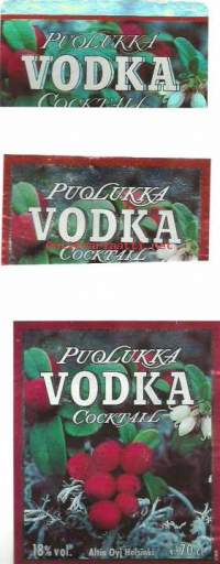 Puolukka Vodka Coctail 4 erilaista - viinaetiketti