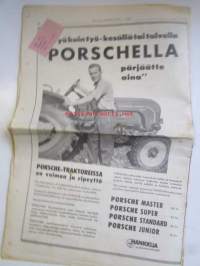 Koneviesti 1960 nr 16 -mm. 9 Traktoria 5 leikkuupuimuria leipäviljaa, rypsiä ja kesantoja,pohjois-Suomen maatalousmessuilta, Maailmanmaatalous koneellistuu,
