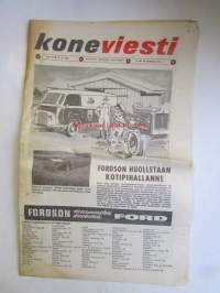 Koneviesti 1960 nr 15 -mm. Fordson huoletaan kotipihalla, Samakone siirtää ja puhdistaa, Suomen suurimpaan perunaviljelijään tutustumassa, Voiteluaineista,