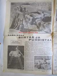 Koneviesti 1960 nr 15 -mm. Fordson huoletaan kotipihalla, Samakone siirtää ja puhdistaa, Suomen suurimpaan perunaviljelijään tutustumassa, Voiteluaineista,