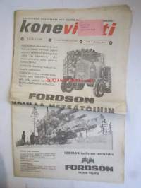 Koneviesti 1961 nr 23 -mm. Traktori uutuus, Mitä peltojen kuivatuksen parantamiseksi pitäisi tehdä, Kaivumaitten käsittely maatilalla, Massey Fergusonilta kaksi