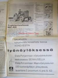 Koneviesti 1963 nr 14 -mm. Traktori uutuuksia markkinoille Fordson traktorisarja Massey Ferguson-30 Raskaansarja Valmet traktori, Perunamaan hoitokoneet,