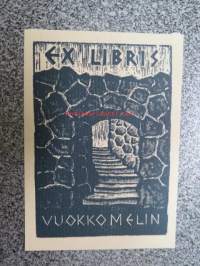 Ex Libris Vuokko Melin -kirjanomistajan merkki