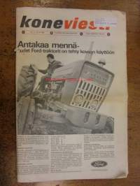 Koneviesti 1969 / 4 sis ,mm,Kokeilemme moottorisahoja.Traktoriperävaunuja.Juko-yhdistelmäkone.Vihreän linjan navettakokonaisuus.Vuonna  1968 rekisteröidyt