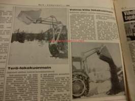 Koneviesti 1969 / 4 sis ,mm,Kokeilemme moottorisahoja.Traktoriperävaunuja.Juko-yhdistelmäkone.Vihreän linjan navettakokonaisuus.Vuonna  1968 rekisteröidyt