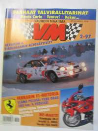 Vauhdin maailma 1997 nr 2 -mm. Ralli-SM Tunturi, Ralli-MM Monte Carlo, Ralli-SM keuruunselkä, Jaime Puig, Dakar-Dakar, Formula kuulumiset, Malcolm Wilson, Ferrari