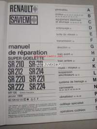Renault SR 210, 211, 212, 214, 220, 221, 222, 224 Workshop manual -korjaamokirja
