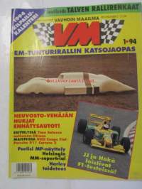 Vauhdin maailma 1994 nr 1 -mm. JJ Lehdon Benettonin ja Mika Häkkisen McLaren testit, Salosen Citroen ZX Rallye Raid - Salosen dyynitykki, Coupe Fiat, Porsche 911