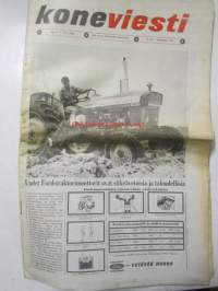 Koneviesti 1965 nr 6 Kannessa mainos:  Uudet Ford-traktorit ovat sitkeävetoisia ja edullisia. Konekonsulenttien jatkokoulutuspäivät Helsingissä 1-6.3.1965