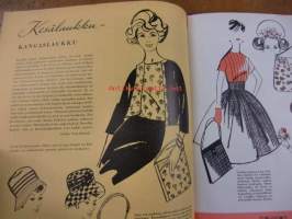Kodin Pukimet  1959 / 2 .sis mm.Tyttären helleasu,kaavoin.Kesälaukku,kangaslaukku.Batiikki.ym