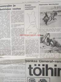 Koneviesti 1970 nr 10 -mm. Lehmät liukuhihnalla, Emakot häkeissä ja porsaat pattereissa, Kasvinsuojeluruiskun kunnostus, Silppurit tekniset tiedot ja kuvat,