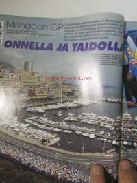 Vauhdin Maailma 1995 nr 7 -mm. Formula 1 Espanja, Monaco ja Kanada GP.t, Indy 500, SM-Rata Ahvenisto, Jyväskylän suurajot, Lontoo-Mexico ralli, Ralli-MM Kreikka,