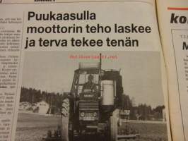 Koneviesti 1986 / 5 sis mm,.Ryhmäesittely;Pintalevittimet.Suursäkkien valmistuksessa ei saa olla heikkoa lenkkiä.Suursäkkinostimet,lavanostimet.Kääntävä