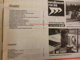 Koneviesti 1986 / 5 sis mm,.Ryhmäesittely;Pintalevittimet.Suursäkkien valmistuksessa ei saa olla heikkoa lenkkiä.Suursäkkinostimet,lavanostimet.Kääntävä