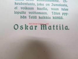 Kiitos Tapiolan miehille 14.2.1918. Pyydän Teitä jokaista eriksensä ja kaikkia yhteisesti kiittää siitä suuresta palveluksesta, jonka Te minun