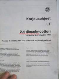 Volkswagen korjausohjeet 2,4 l dieselmoottori, julkaistu tammikuu 1982 korvaa aiemman 1978 julkaistun korjausohjevihkon.