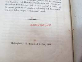 &quot;Ynglingen Otto Immanuel Appelberg som till Kejserliga Alexanders-Universitetet i Finland ankommit med vittnesbörd från Wasa Gymnasium...blifvit såsom Studerande
