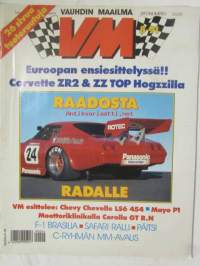 Vauhdin Maailma 1991 nr 5 -mm. Formula 1 Brasilia, Truck-EM Brand Hatch, Ralli-MM Safari, Chervolet Corvette ZR2, Fiat Tipo 16v, Volvo 960 24v, Saab 9000 23 S