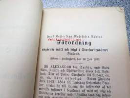 Förteckningar angående Mått och wigt samt Justeringswäsendet af d. 16 Juli 1886