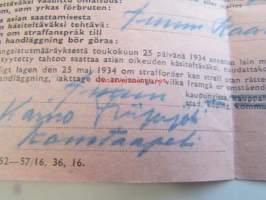 Ilmoitus rangaistusvaatimuksesta B syytetylle annettu kopio Turku 18.10.1959