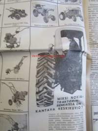 Koneviesti 1964 nr 10 -mm Maantie kelpoinen kitkaketju, Sadon tarkkaillu, Pikkukikkoja ja keksintöjä, Loimaan ja Ypäjän teollisuutta, 550 Autoa Japanista,