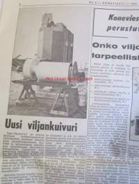 Koneviesti 1964 nr 2 -mm Uusi turvaohjaamo esittelyssä, Traktorin käytön vaikutus hevostyömenetelmiin, Taloudellista koneellistamista, Onko viljankuivatus
