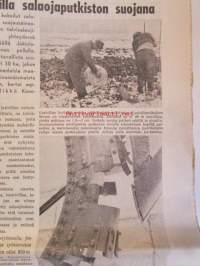 Koneviesti 1964 nr 4 -mm Kaksi syöttöjärjestelmää ja uusi rakenne, Maatalouskonekantamme kunnossapito, Lasivilla salaojaputkiston suojana, Kaivureiden kulutus