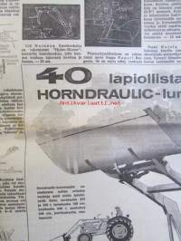 Koneviesti 1964 nr 4 -mm Kaksi syöttöjärjestelmää ja uusi rakenne, Maatalouskonekantamme kunnossapito, Lasivilla salaojaputkiston suojana, Kaivureiden kulutus
