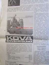 Koneviesti 1964 nr 4 -mm Kaksi syöttöjärjestelmää ja uusi rakenne, Maatalouskonekantamme kunnossapito, Lasivilla salaojaputkiston suojana, Kaivureiden kulutus
