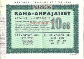 Raha-arpajaiset  l 1966 / 10   nr 125208 -  raha-arpa