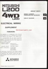 Mitsubishi  L 200 / 4 WD L 200 - Electrical wiring - Supplement
