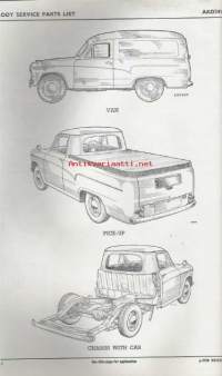 BMC - Austin / Morris ½ - ton vehicles - Body service parts list ( Van - Pick-up - Chassis with cab )